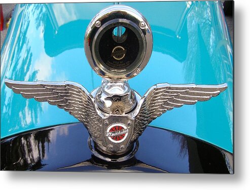 Antique Automobile Metal Print featuring the painting Hood Ornament #1 by Alan Johnson
