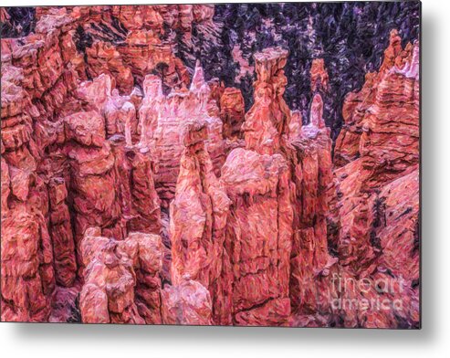 Hoodoos Metal Print featuring the digital art Hoodoos Bryce Canyon Utah #1 by Liz Leyden