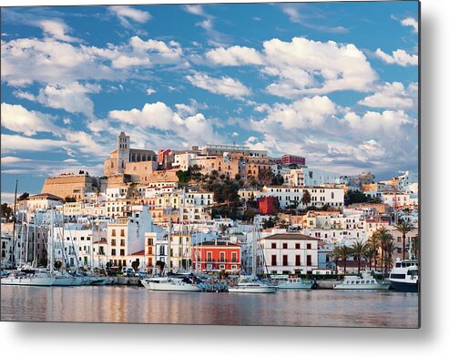 Old Town Metal Print featuring the photograph Ibiza Town At Sunrise #1 by Jorg Greuel
