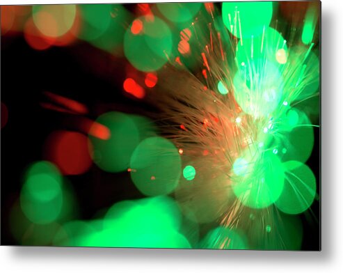 Technology Metal Print featuring the photograph Illuminated Defocused Fishing Lines #1 by Gm Stock Films