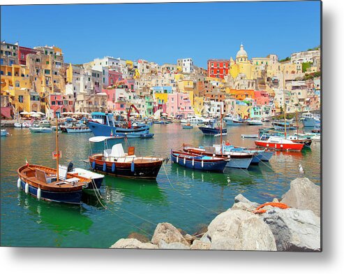 In A Row Metal Print featuring the photograph Italy, Procida Island, Corricella #1 by Frank Chmura