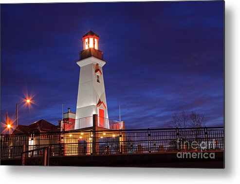 Lighthouse Metal Print featuring the photograph Lighthouse at Night #1 by Charline Xia