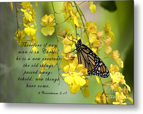 Scripture Metal Print featuring the photograph Monarch Butterfly with Scripture #1 by Jill Lang