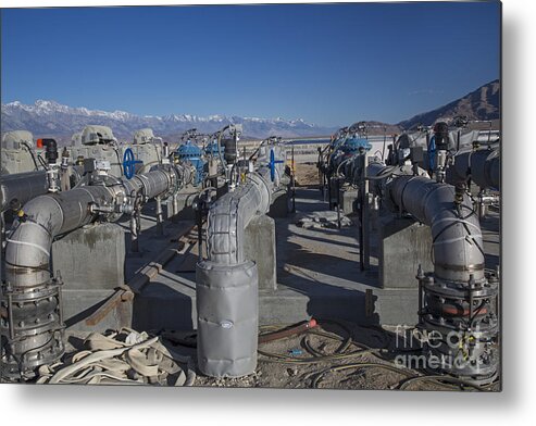 Water Metal Print featuring the photograph Owens Lake Infrastructure #1 by Jim West