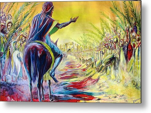 Evans Yegon Metal Print featuring the painting Palm Sunday #1 by Evans Yegon