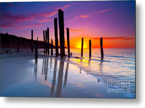 Port Willunga Sunset South Australia Seascape Beach Metal Print featuring the photograph Port Willunga Sunset by Bill Robinson