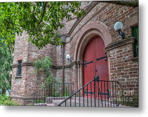 Red Door Metal Print featuring the photograph Church Red Door by Dale Powell
