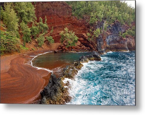 Amazing Metal Print featuring the photograph Red Sand Beach - Maui #2 by M Swiet Productions