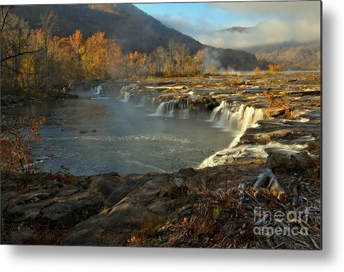 Sandstone Falls Metal Print featuring the photograph Sandstone Falls At New River Gorge #1 by Adam Jewell