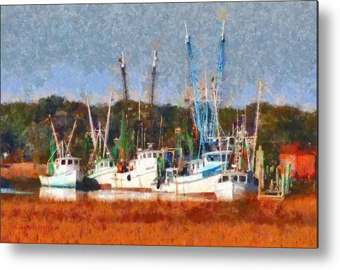 Trawler Metal Print featuring the painting Shrimp Boats Too #1 by Lynne Jenkins