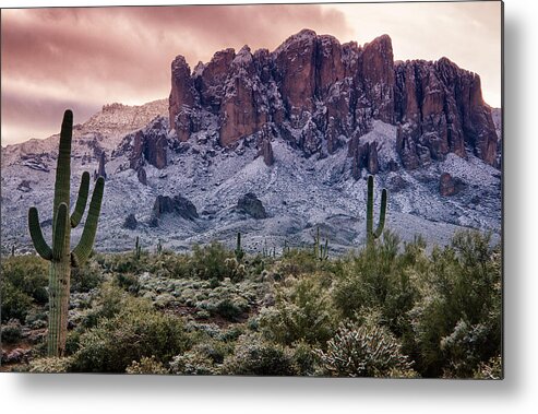 Arizona Metal Print featuring the photograph Snow Day at the Superstitions #2 by Saija Lehtonen