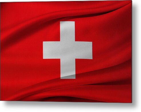 Flag Metal Print featuring the photograph Swiss flag #1 by Les Cunliffe