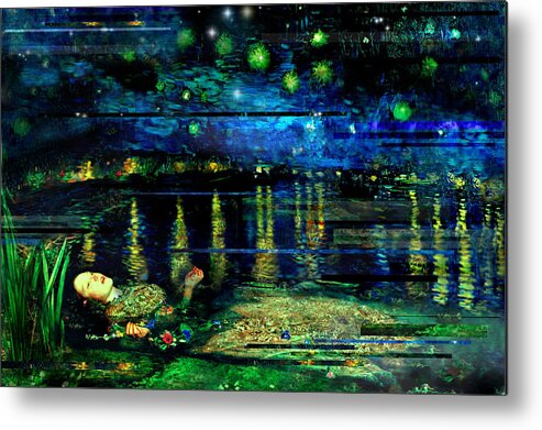 Ophelia Metal Print featuring the painting The death of Ophelia rectangles #1 by Karine Percheron-Daniels