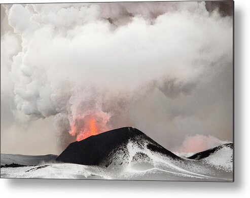 Feb0514 Metal Print featuring the photograph Tolbachik Volcano Erupting Kamchatka #1 by Sergey Gorshkov