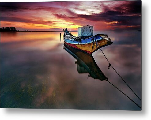 Rope Metal Print featuring the photograph Traditional Kelantan Fishing Boat #1 by Tuah Roslan