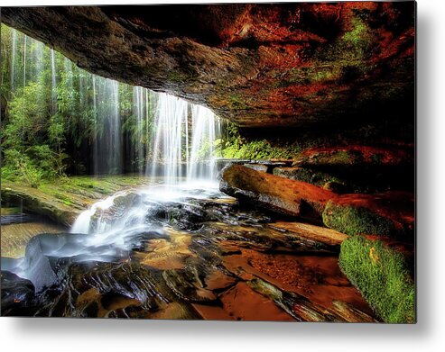 Waterfall Metal Print featuring the photograph Under The Ledge by Mark Lucey