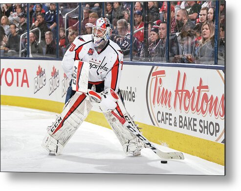 People Metal Print featuring the photograph Washington Capitals V Columbus Blue #1 by Jamie Sabau