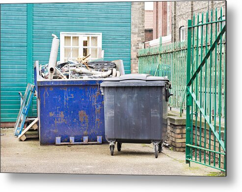 Bed Metal Print featuring the photograph Waste skip #1 by Tom Gowanlock