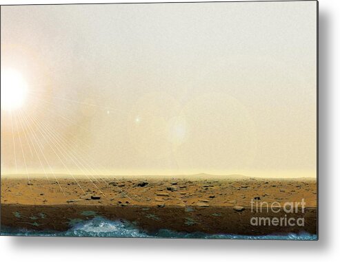 Planet Metal Print featuring the photograph Water On Mars, Conceptual Image #1 by Claus Lunau