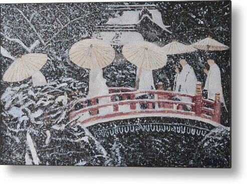 Japan Metal Print featuring the painting Winter Bridge of Japan #1 by Masami Iida