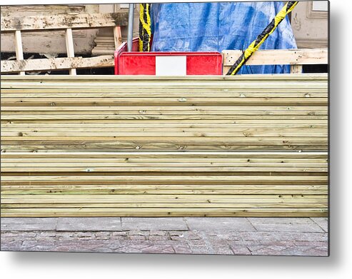 Background Metal Print featuring the photograph Wooden planks #1 by Tom Gowanlock