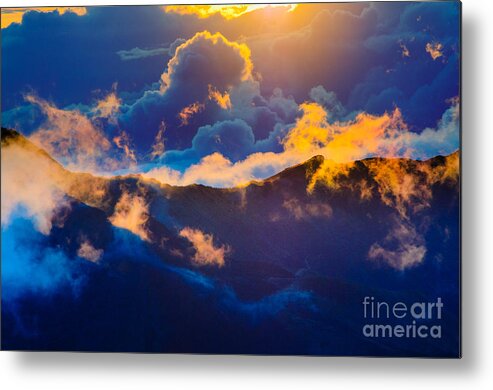 Haleakala National Park Metal Print featuring the photograph Clouds at sunrise over Haleakala Crater Maui Hawaii USA #13 by Don Landwehrle