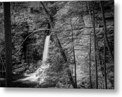 George W. Childs State Park Metal Print featuring the photograph Waterfalls George W Childs National Park Painted BW  #13 by Rich Franco