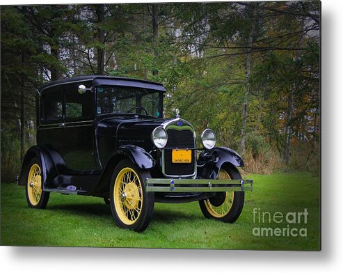 Car Metal Print featuring the photograph 1928 Ford Model A Tudor by Davandra Cribbie