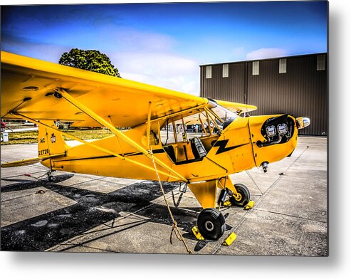 Yellow Metal Print featuring the photograph 1938 Piper Cub by Chris Smith