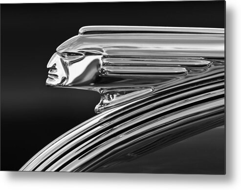 1939 Pontiac Silver Streak Metal Print featuring the photograph 1939 Pontiac Silver Streak Hood Ornament 3 by Jill Reger