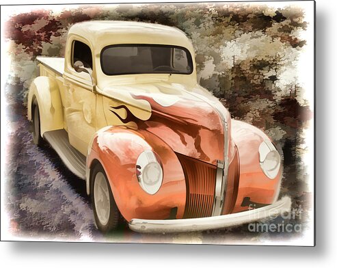 Painting Metal Print featuring the painting 1940 Ford Pickup Truck Painting Car or Automobile in Color 3133 by M K Miller