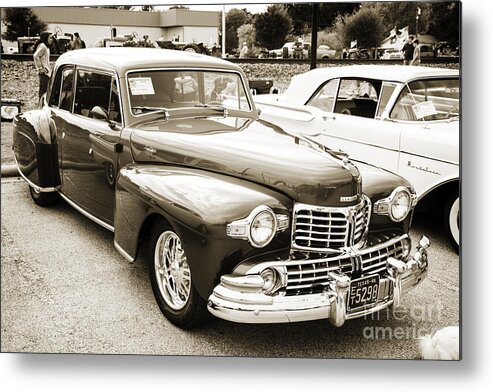 1948 Lincoln Continental Metal Print featuring the photograph 1948 Lincoln Continental Car or Automobile Complete in Sepia 31 by M K Miller