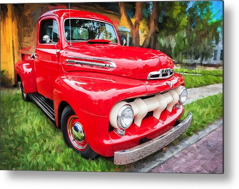 1951 Ford Truck Metal Print featuring the photograph 1951 Ford Pick Up Truck F100 Painted  by Rich Franco