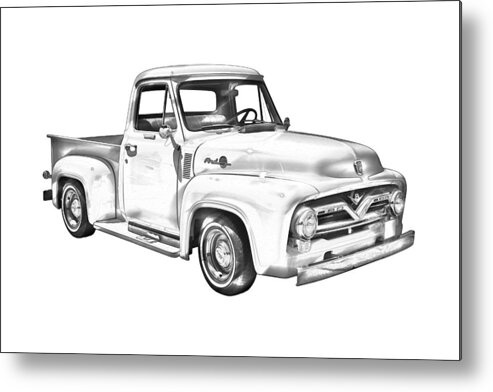 Ford F100 Pickup Truck Metal Print featuring the photograph 1955 F100 Ford Pickup Truck Illustration by Keith Webber Jr