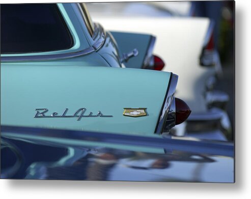 Car Metal Print featuring the photograph 1956 Chevrolet Belair Nomad Rear End by Jill Reger