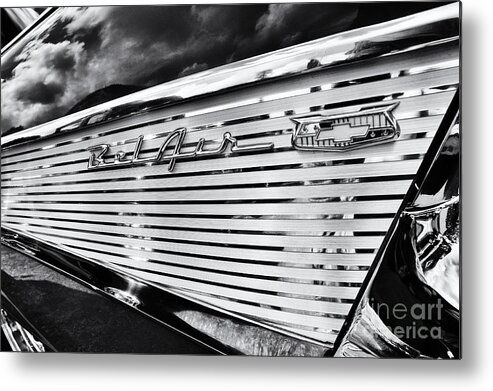 Chevrolet Metal Print featuring the photograph 1957 Chevrolet Bel Air Monochrome by Tim Gainey