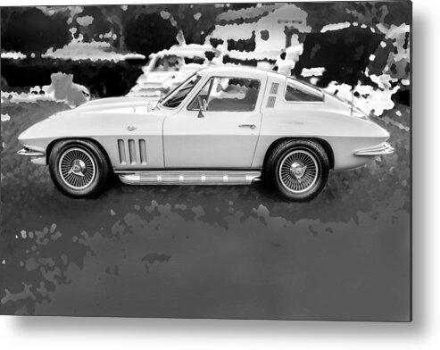 1965 Metal Print featuring the photograph 1965 Chevrolet Corvette Sting Ray Coupe BW by Rich Franco