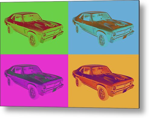 Antique Metal Print featuring the photograph 1969 Chevrolet Nova Yenko 427 Muscle Car Pop Art by Keith Webber Jr