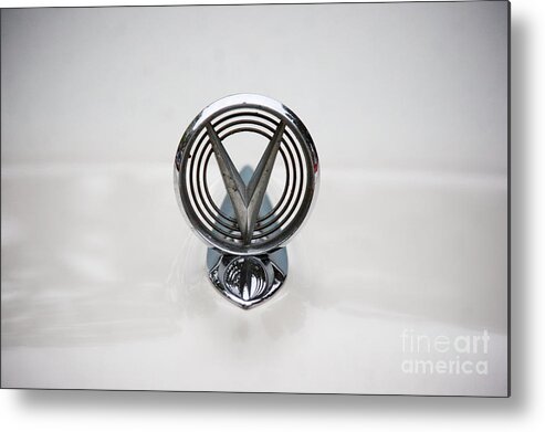 1955 Buick Special Photographs Metal Print featuring the photograph 1955 Buick Special Hood Ornament #2 by Brooke Roby