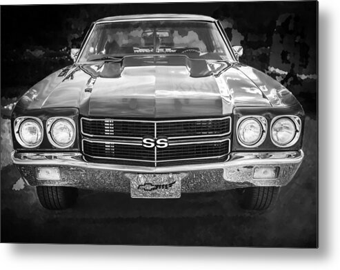 1970 Chevelle Metal Print featuring the photograph 1970 Chevy Chevelle 454 SS BW  #2 by Rich Franco