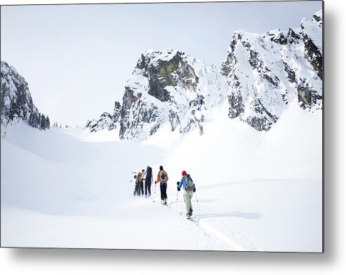 Adult Metal Print featuring the photograph A Group Of Skiers In The Backcountry #2 by Michael Hanson