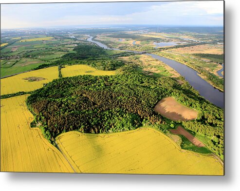 Grass Metal Print featuring the photograph Aerial Photo Of Farmland #2 by Dariuszpa