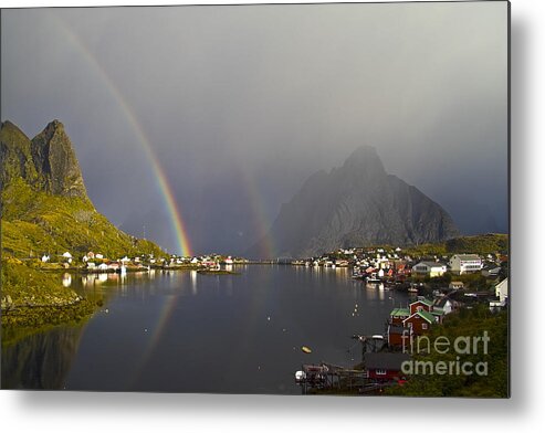 Village Metal Print featuring the photograph After the rain in Reine by Heiko Koehrer-Wagner