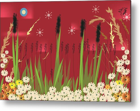 Cattails Metal Print featuring the digital art Cattails by Kim Prowse