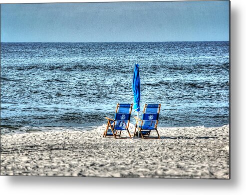 Alabama Metal Print featuring the digital art 2 Chairs and Umbrella by Michael Thomas