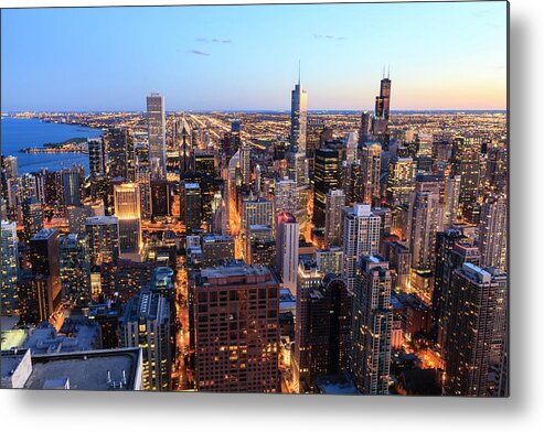 Lake Michigan Metal Print featuring the photograph Chicago Cityscape At Sunset #2 by Fraser Hall