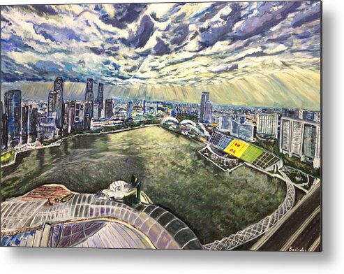 River Metal Print featuring the painting City Around the River by Belinda Low