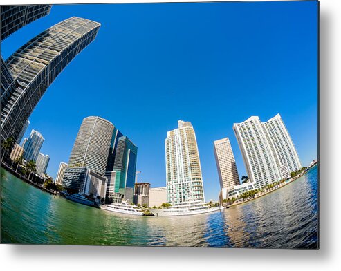 Architecture Metal Print featuring the photograph Downtown Miami Fisheye by Raul Rodriguez