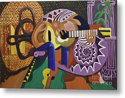 Guitar Metal Print featuring the painting The Guitarist by James Lavott