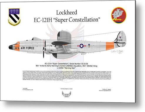 Lockheed Metal Print featuring the digital art EC-121H Super Constellation #2 by Arthur Eggers